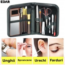 Trusa Manichiura Si Pensule Machiaj EDAR, 13 Accesorii, Portabil, Husa Calatorie, Culoare Negru Trusa Manichiura Si Pensule Machiaj EDAR, 13 Accesorii, Portabil, Husa Calatorie, Culoare Negru