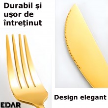 Set EDAR Tacamuri 24 Bucati, Pentru 6 Persoane, Culoare Auriu