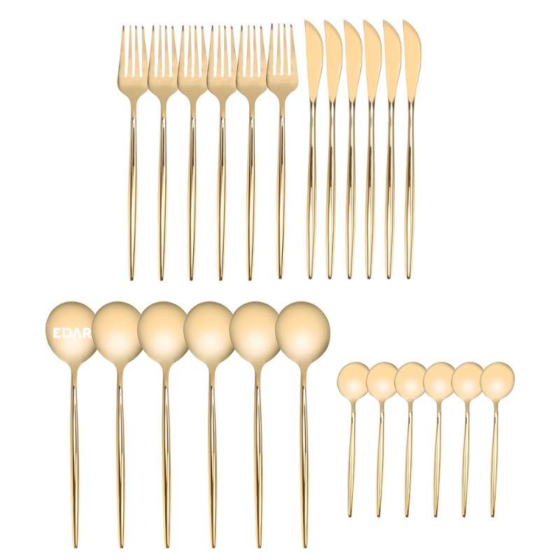 Set EDAR Tacamuri 24 Bucati, Pentru 6 Persoane, Culoare Auriu