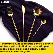 Set EDAR Tacamuri 24 Bucati, Pentru 6 Persoane, Culoare Auriu