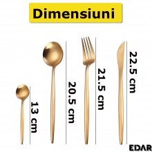 Set EDAR Tacamuri 24 Bucati, Pentru 6 Persoane, Culoare Auriu