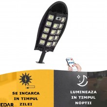 Lampa Solara EDAR Pentru Exterior, Iluminat Stradal Sau Gradina, Model W7103A-5, 364 Led SMD, Lumina Neutra, Senzori De Misca... Lampa Solara EDAR Pentru Exterior, Iluminat Stradal Sau Gradina, Model W7103A-5, 364 Led SMD, Lumina Neutra, Senzori De Misca...