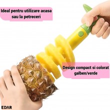 Aparat Pentru Curatat Si Feliat Ananas EDAR, Maner Plastic, Galben/Verde