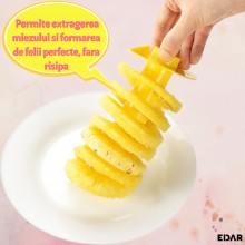 Aparat Pentru Curatat Si Feliat Ananas EDAR, Maner Plastic, Galben/Verde Aparat Pentru Curatat Si Feliat Ananas EDAR, Maner Plastic, Galben/Verde