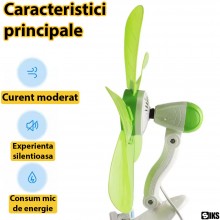 Ventilator Aer Portabil SIKS De Birou Sau Podea Cu 1 Viteza, Prindere Cu Clips, Reglabil, Conectare La Priza, Silentios, Pute...
