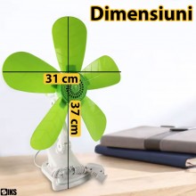 Ventilator Aer Portabil SIKS De Birou Sau Podea Cu 1 Viteza, Prindere Cu Clips, Reglabil, Conectare La Priza, Silentios, Pute...