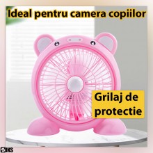 Ventilator Aer Portabil De Birou Sau Podea SIKS Cu 2 Viteze, Design Panda, Conectare La Priza, Motor Brushless, Silentios, Pu...
