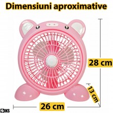 Ventilator Aer Portabil De Birou Sau Podea SIKS Cu 2 Viteze, Design Panda, Conectare La Priza, Motor Brushless, Silentios, Pu...