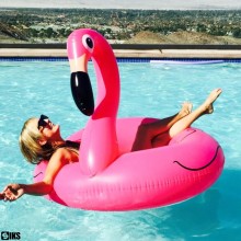 Colac Gonflabil SIKS In Forma De Flamingo Pentru Piscina, Pentru Inot Sau Sezut, Rotund, Diametru Inel 120 Cm, Vinil, Roz