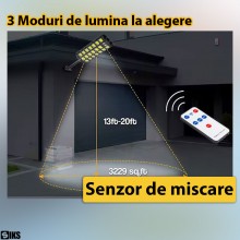 Lampa Solara Stradala Sau Gradina SIKS Cu Panou Solar Incorporat, De Exterior, 520 LED SMD, Lumina Neutra, Control Telecomand... Lampa Solara Stradala Sau Gradina SIKS Cu Panou Solar Incorporat, De Exterior, 520 LED SMD, Lumina Neutra, Control Telecomand...