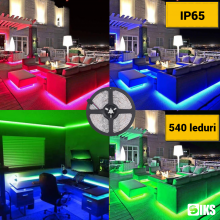 Banda LED 10 Metri SIKS, SMD Led 2835, 540 De Led-uri, Impermeabila, IP65, 10W/m, 4500K, Posibilitate De Taiere, Multicolora