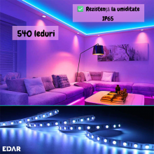 Banda LED Impermeabila EDAR, 10m, SMD 2835, 540 LED-uri, IP65, 10W/metru, Lumina 4500K, Cu Optiune De Taiere, Multicolora