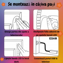 Banda LED Impermeabila EDAR, 10m, SMD 2835, 540 LED-uri, IP65, 10W/metru, Lumina 4500K, Cu Optiune De Taiere, Multicolora