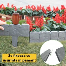 Gard De Gradina Decorativ SIKS Din Plastic, Despartitor De Peluza, Model Piatra, Rezistent La Intemperii, Set 10 Placi, 240 C... Gard De Gradina Decorativ SIKS Din Plastic, Despartitor De Peluza, Model Piatra, Rezistent La Intemperii, Set 10 Placi, 240 C...