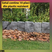 Gard De Gradina Decorativ SIKS Din Plastic, Despartitor De Peluza, Model Piatra, Rezistent La Intemperii, Set 10 Placi, 240 C... Gard De Gradina Decorativ SIKS Din Plastic, Despartitor De Peluza, Model Piatra, Rezistent La Intemperii, Set 10 Placi, 240 C...