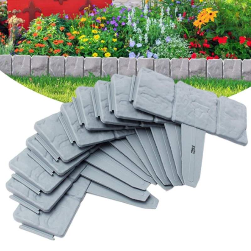 Gard De Gradina Decorativ SIKS Din Plastic, Despartitor De Peluza, Model Piatra, Rezistent La Intemperii, Set 10 Placi, 240 C... Gard De Gradina Decorativ SIKS Din Plastic, Despartitor De Peluza, Model Piatra, Rezistent La Intemperii, Set 10 Placi, 240 C...