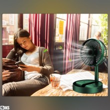 Ventilator Portabil SIKS De Birou Cu 3 Viteze, Pliabil, Inaltime Reglabila, Reglabil 180 Grade, Cu Suport Telefon, Incarcare ...