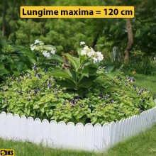 Gard Decorativ SIKS Din Plastic, Pentru Gradina, Set 6 Bucati, 20 x 18 x 0.4 Cm, Alb