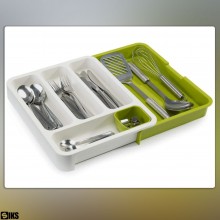 Organizator Sertar SIKS Pentru Tacamuri, Extensibil si Ajustabil, Suport Tacamuri Si Depozitare, Cu 6 Compartimente, Design S...