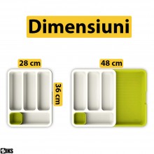 Organizator Sertar SIKS Pentru Tacamuri, Extensibil si Ajustabil, Suport Tacamuri Si Depozitare, Cu 6 Compartimente, Design S... Organizator Sertar SIKS Pentru Tacamuri, Extensibil si Ajustabil, Suport Tacamuri Si Depozitare, Cu 6 Compartimente, Design S...