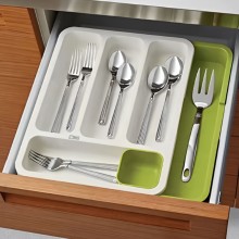 Organizator Sertar SIKS Pentru Tacamuri, Extensibil si Ajustabil, Suport Tacamuri Si Depozitare, Cu 6 Compartimente, Design S...