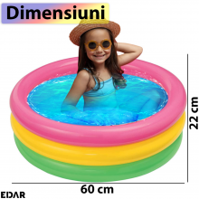 Mini Piscina Gonflabila EDAR Pentru Copii, Pentru Interior/Exterior, Mini Bazin Gonflabil, Usor De Umflat/Dezumflat/Depozitat...
