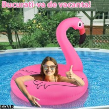 Colac Piscina EDAR Pentru Inot, Ideal Pentru Copii/Adulti, Design Tip Flamingo, Gonflabil, Usor De Transportat Si Depozitat, ...