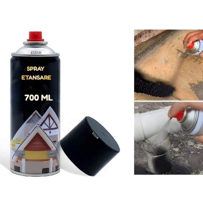 Spray Impermeabil Pentru Etansare EDAR, Cu Uscare Rapida, Compatibil Cu Multiple Suprafete, Anti-Apa, 700 ml, Negru