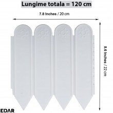 Gard De Gradina Decorativ EDAR, Set 6 Bucati, Prindere Prin Imbinare, Fixare In Pamant, Lungime Totala 120 Cm, Plastic, Alb