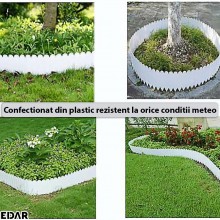 Gard De Gradina Decorativ EDAR, Set 6 Bucati, Prindere Prin Imbinare, Fixare In Pamant, Lungime Totala 120 Cm, Plastic, Alb