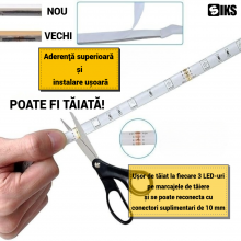 Banda LED 5 Metri SIKS, SMD Led 2835, 270 De Led-uri, Impermeabila, IP65, 10W/m, 4500K, Posibilitate De Taiere, Multicolora