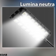 Lampa Solara EDAR Pentru Exterior, Iluminat Stradal Sau Gradina, Model W7100A7, 520 Led SMD, Lumina Neutra, Senzori De Miscar... Lampa Solara EDAR Pentru Exterior, Iluminat Stradal Sau Gradina, Model W7100A7, 520 Led SMD, Lumina Neutra, Senzori De Miscar...