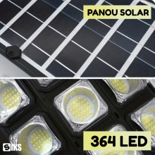 Lampa Solara Stradala SIKS Cu Panou Solar Incorporat, 364 LED SMD, Lumina Neutra, Telecomanda, Senzori de Amurg, Miscare si L... Lampa Solara Stradala SIKS Cu Panou Solar Incorporat, 364 LED SMD, Lumina Neutra, Telecomanda, Senzori de Amurg, Miscare si L...