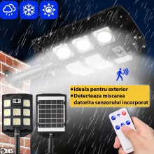 Lampa Solara Stradala Sau Gradina SIKS Cu Panou Solar Incorporat, De Exterior, 208 LED SMD, Lumina Neutra, Control Telecomand... Lampa Solara Stradala Sau Gradina SIKS Cu Panou Solar Incorporat, De Exterior, 208 LED SMD, Lumina Neutra, Control Telecomand...