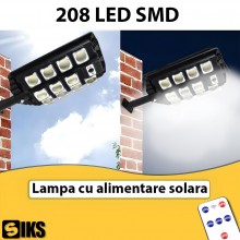 Lampa Solara Stradala Sau Gradina SIKS Cu Panou Solar Incorporat, De Exterior, 286 LED SMD, Lumina Neutra, Control Telecomand...