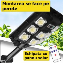 Lampa Solara Stradala Sau Gradina SIKS Cu Panou Solar Incorporat, De Exterior, 286 LED SMD, Lumina Neutra, Control Telecomand... Lampa Solara Stradala Sau Gradina SIKS Cu Panou Solar Incorporat, De Exterior, 286 LED SMD, Lumina Neutra, Control Telecomand...