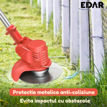 Motocoasa EDAR Cu Brat Reglabil, 2 Lame Metalice, 5 Cutite Din Plastic, Disc De Taiere, Acumulator 48V, 18000 RPM, Rosu Motocoasa EDAR Cu Brat Reglabil, 2 Lame Metalice, 5 Cutite Din Plastic, Disc De Taiere, Acumulator 48V, 18000 RPM, Rosu