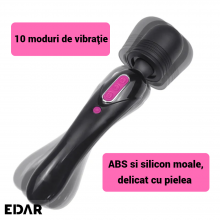 Vibrator Flexibil EDAR Pentru Stimulare Clitoridiana, Cap Din Silicon, 10 Funcții De Vibratie, Ideal Pentru Masaj Intim, Rezi...