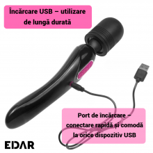 Vibrator Flexibil EDAR Pentru Stimulare Clitoridiana, Cap Din Silicon, 10 Funcții De Vibratie, Ideal Pentru Masaj Intim, Rezi...