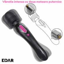 Vibrator Flexibil EDAR Pentru Stimulare Clitoridiana, Cap Din Silicon, 10 Funcții De Vibratie, Ideal Pentru Masaj Intim, Rezi...