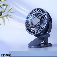 Ventilator Portabil EDAR Cu Clips, USB Reincarcabil, Pentru Birou, Sezlong Sau Carucior, 11 Cm Diametru Și 3 Viteze, Negru