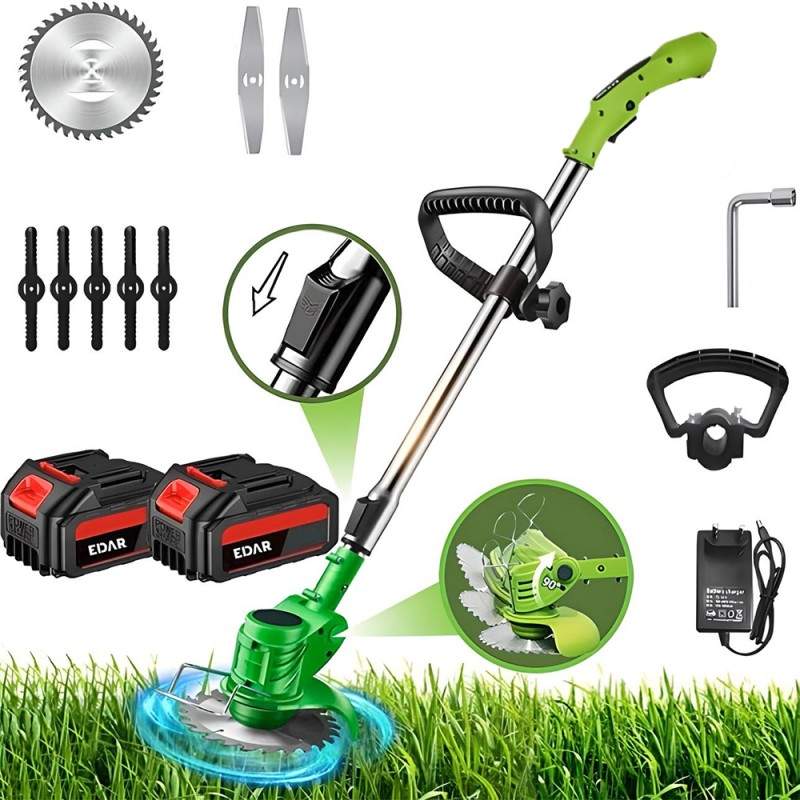 Motocoasa EDAR Electrica, Masina De Tuns Iarba, Trimmer Portabil Fara Fir Cu 3 Moduri De Taiere, Brat Ajustabil, 2 Acumulator... Motocoasa EDAR Electrica, Masina De Tuns Iarba, Trimmer Portabil Fara Fir Cu 3 Moduri De Taiere, Brat Ajustabil, 2 Acumulator...