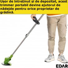 Motocoasa EDAR Electrica, Masina De Tuns Iarba, Trimmer Portabil Fara Fir Cu 3 Moduri De Taiere, Brat Ajustabil, 2 Acumulator... Motocoasa EDAR Electrica, Masina De Tuns Iarba, Trimmer Portabil Fara Fir Cu 3 Moduri De Taiere, Brat Ajustabil, 2 Acumulator...