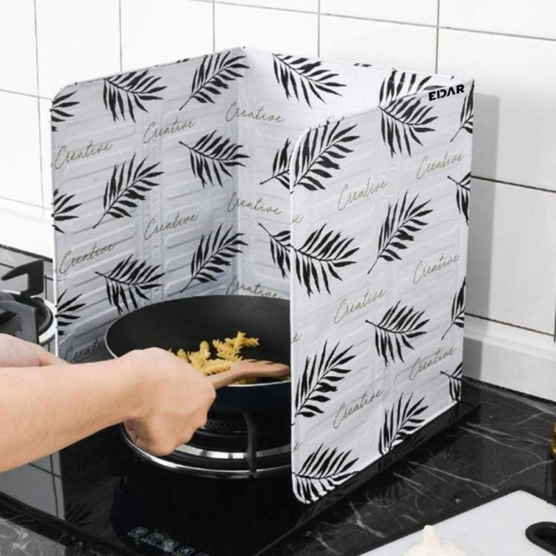 Protectie Impotriva Stropilor De Ulei Pentru Aragaz EDAR, Model Frunze, Din Aluminiu, Pliabila, Reutilizabila, Lavabila, Rezi...