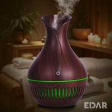 Difuzor De Aromaterapie Si Umidificator EDAR, Ultrasunete, 150 ml, 3W, Incarcare Cablu USB, Aspect Lemn Inchis