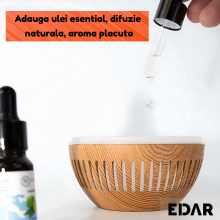 Difuzor De Aromaterapie Si Umidificator EDAR, Ultrasunete, 150 ml, 3W, Incarcare Cablu USB, Aspect Lemn Deschis