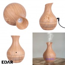 Difuzor De Aromaterapie Si Umidificator EDAR, Ultrasunete, 150 ml, 3W, Incarcare Cablu USB, Aspect Lemn Deschis