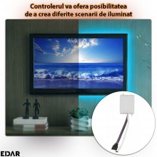 Controler EDAR Pentru Banda LED RGB, Functioneaza Fara Conexiune WiFi, Conector Compatibil Cu Telecomenzi Cu 24 Sau 44 De Tas...