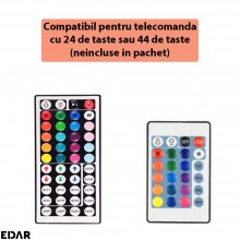 Controler EDAR Pentru Banda LED RGB, Functioneaza Fara Conexiune WiFi, Conector Compatibil Cu Telecomenzi Cu 24 Sau 44 De Tas...