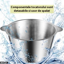 Tocator Electric EDAR Pentru Carne/Legume, Universal, Multifunctional, Componente Detasabile Si Lavabile, Recipient Din Inox,... Tocator Electric EDAR Pentru Carne/Legume, Universal, Multifunctional, Componente Detasabile Si Lavabile, Recipient Din Inox,...